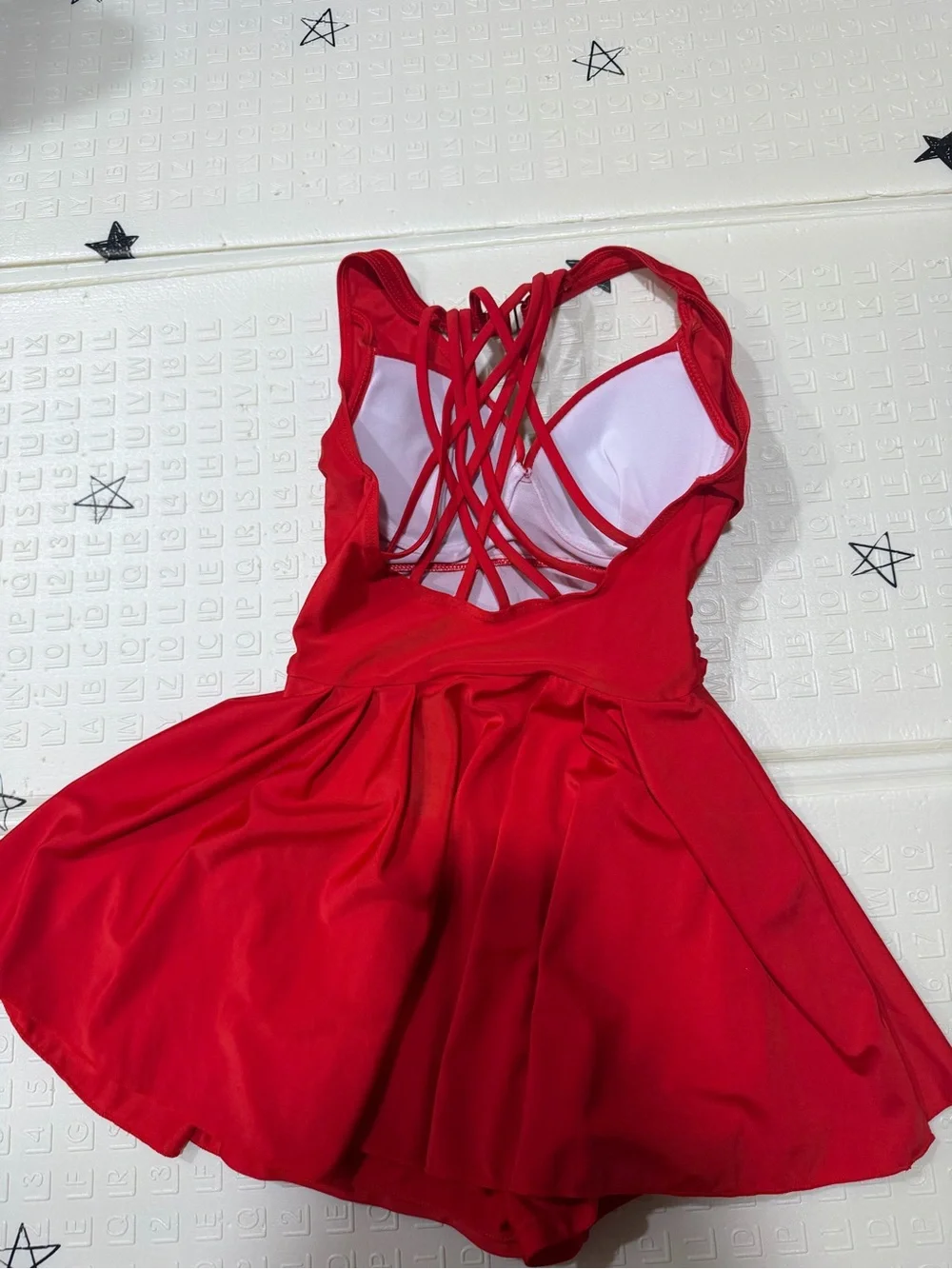 Red Strappy V-Neck Women’s Dress